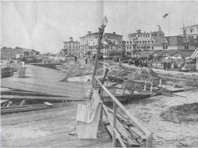 historic storm damage on the Cape May beachfront
