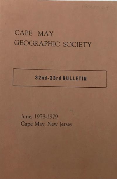 cover of the Cape May Geographic Society 32nd - 33rd bulletin, june 1978-1979