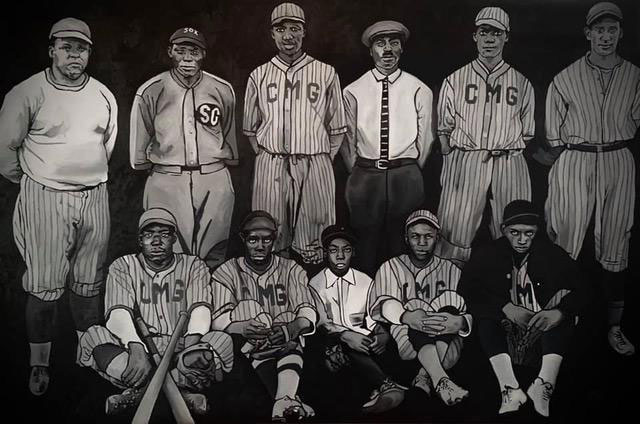 Artwork of Black players from the the Cape May Giants baseball team